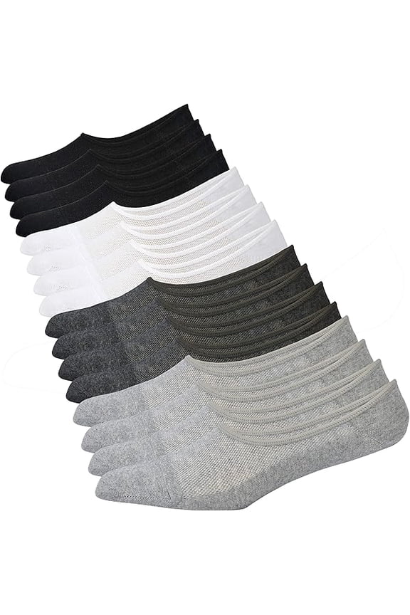 Jormatt Genuine Mens No Show Socks, Loafer Sneakers Low Cut Cotton Socks With Non Slip Grips
