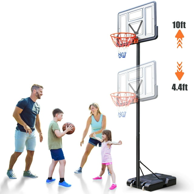 Jorocks 44" Basketball Hoop, 4.410ft Height Adjustable Portable