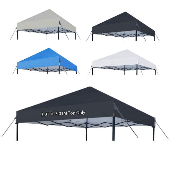 JORAMOY 10x10 Canopy Replacement Top Only, Waterproof Pop Up Canopy Tent Top Cover with Ropes, Instant Canopy Top Sunshade Sliver Coated for Outdoor Garden Patio Camping, Black