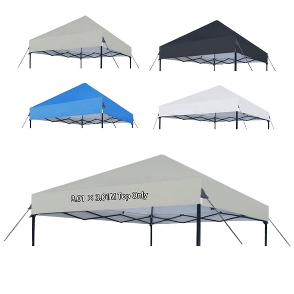 JORAMOY 10x10 Canopy Replacement Top Only, Waterproof Pop Up Canopy Tent Top Cover with Ropes, Instant Canopy Top Sunshade Sliver Coated for Outdoor Garden Patio Camping, Gray