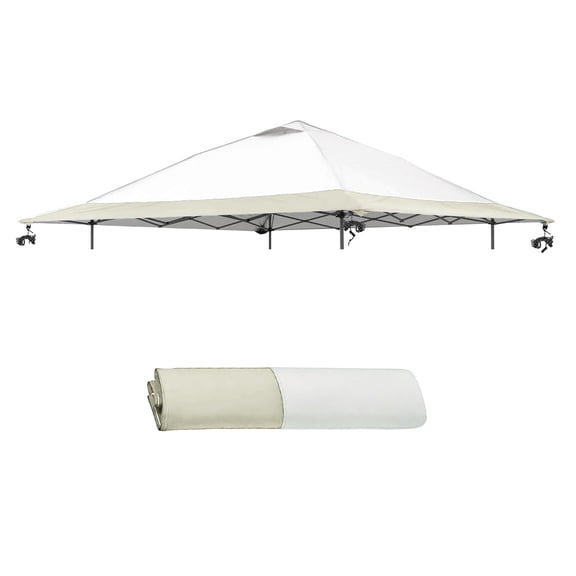 JOROHIKER 13x13 Canopy Replacement Top Cover, Single Tier Waterproof Instant Canopy Vented Top,Silver Coated Oxford Pop Up Canopy Replacement Cover for Outdoor Garden Camping Top Only, White+Khaki
