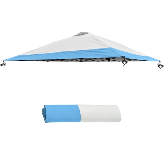 JOROHIKER 13x13 Canopy Replacement Top Cover, Single Tier Waterproof Instant Canopy Vented Top，Silver Coated Oxford Pop Up Canopy Replacement Cover for Outdoor Garden Camping Top Only, White+Blue