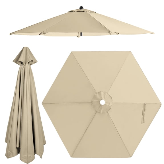 Jorohiker 7.5ft-6ribs Patio Umbrella Replacement Canopy Only, Outdoor Table Market Yard Umbrella Top for Outdoor Umbrella Canopy, Khaki