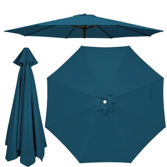 Jorohiker 9ft-8ribs Patio Umbrella Replacement Canopy Only, Outdoor Table Market Yard Umbrella Top for Outdoor Umbrella Canopy, Peacock Blue