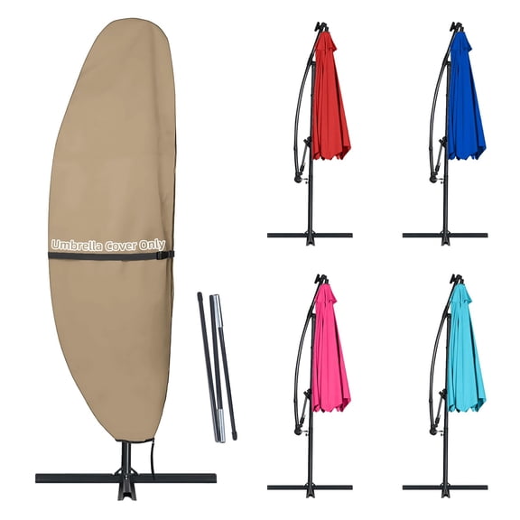 Jorohiker Patio Parasol 420D Waterproof Outdoor Offset Banana Style Umbrella Cover - Fits Cantilever Offset Umbrella 7.5-11.5 Feet (Brown, for Cantilever Offset Umbrella)
