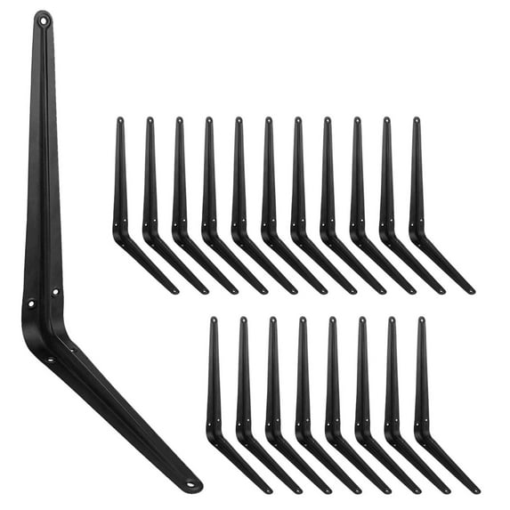 Jorohiker 20 Pack 10 x 12 Inch Heavy Duty Black Iron Metal Floating Shelves Bracket, L Corner Brace Support, J Metal Joint Angle for Shelf