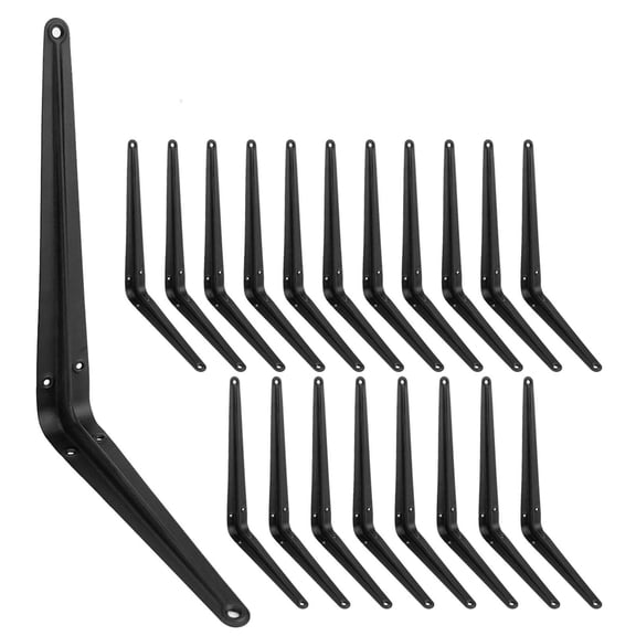 Jorohiker 20 Pack Black Shelf Brackets 8 x 10 inch, Heavy Duty DIY Floating Wood Shelf Bracket Decorative Rustic L Bracket, J Brackets Metal Joint Angle Bracket for Shelve