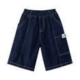 thumbnail image 1 of Jorts For Boys 12-13 Years Teen Boys' Hop Denim Shorts Loose Fit Baggy Jorts for Skateboarders and Active Kids Blue, 1 of 8