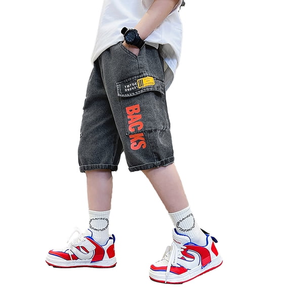 Jorts for Boys 12-13 Years Loose Short Kid Boy Cargo Shorts Denim Shorts Boys Kids Boy Cargo Shorts Summer Shorts With Pockets #Black