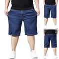 thumbnail image 1 of Jorts for Men Baggy Elastic Waist Pull On Denim Shorts Plus Size Straight Leg Loose Jean Shorts Denim Jorts Big and Tall Size 2XL-5XL Blue, 1 of 7