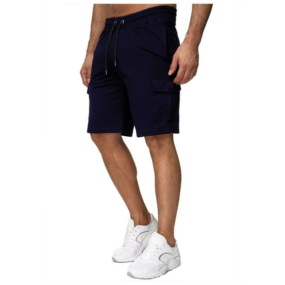 Jorts for Men Solid Color Elastic Waist Shorts Solid Color Elastic Waist Shorts Mens Clothing (Z04 Navy, Size S)