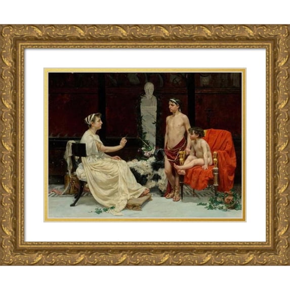 José Garnelo y Alda 14x12 Gold Ornate Wood Frame and Double Matted Museum Art Print Titled - The Family Scipio Cornelius