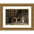 thumbnail image 1 of José Jiménez y Aranda 18x13 Gold Ornate Wood Frame and Double Matted Museum Art Print Titled - Penitents in the Lower Basilica of Assisi (1874), 1 of 4