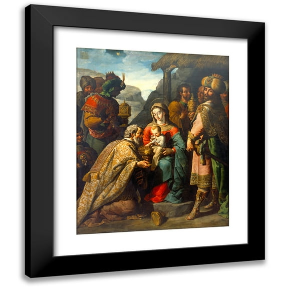 José Juárez 15x18 Black Modern Framed Museum Art Print Titled - The Adoration of the Kings (1655)