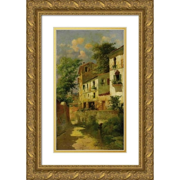 José María Jardines 16x24 Gold Ornate Framed and Double Matted Museum Art Print Titled - Spanish Houses