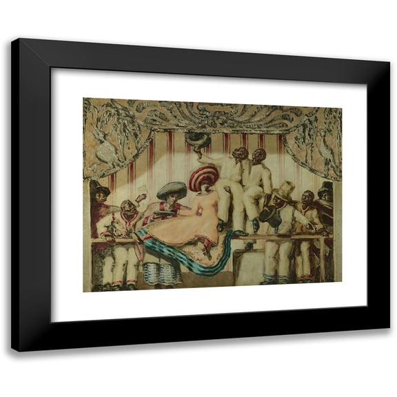 José MarÃa Sert 14x11 Black Modern Framed Museum Art Print Titled - Lady Sitting on Railing (On the Balcony)
