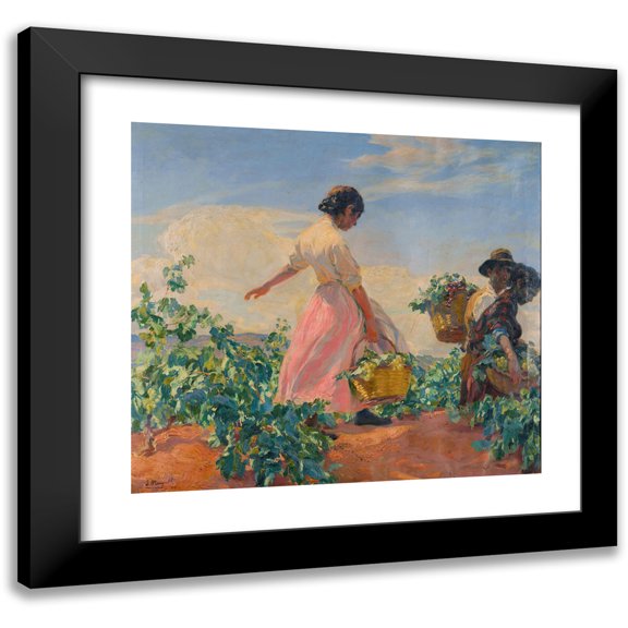 José Mongrell 16x15 Black Modern Framed Museum Art Print Titled - La Vendimia (The Grape Harvest) (1917)