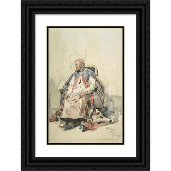 José Villegas Cordero 17x24 Black Ornate Framed Double Matted Museum Art Print Titled: Portrait of a Cardinal (1875)