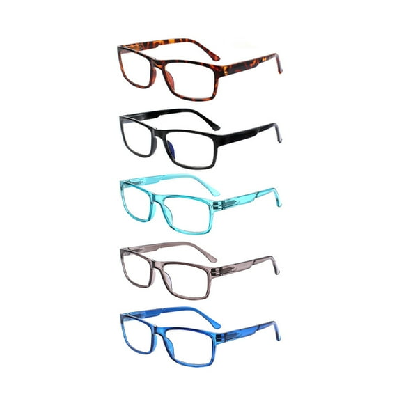 JOSCHOO 5 Pack Blue Light Blocking Reading Glasses with Spring Hinge for Women and Men Readers