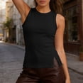 thumbnail image 1 of Josdec Ladies' Solid Crew Neck Ribbed Sleeveless Tank Top Stretch Slim Fit Casual Summer Daily Basic Camisole Tops S-XXL, 1 of 7