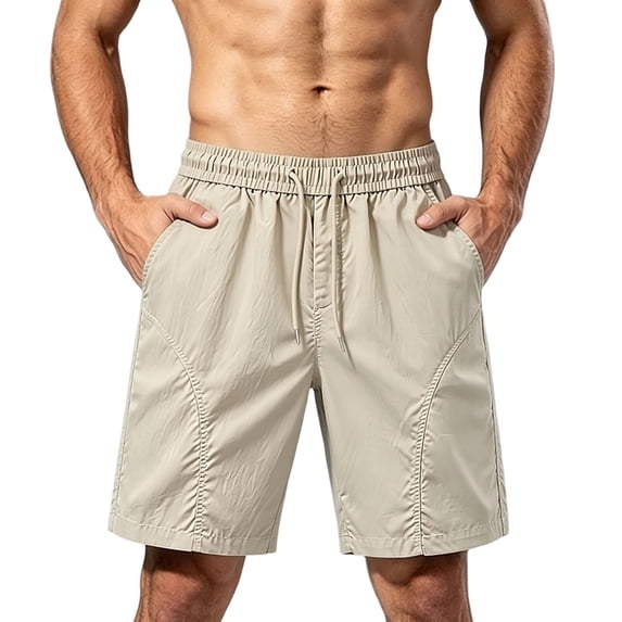 Josdec Men's Casual Shorts with Drawstring Elastic Waist Quick Drying Loose Wide Leg Plus Size Summer Outdoor Running Shorts