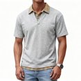 thumbnail image 1 of Josdec Men's Layered Plaid Collar Short Sleeve Polo Shirt, Casual V-Neck Pullover for Summer Daily & Office Wear M-XXXL, 1 of 6