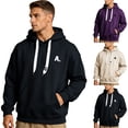 thumbnail image 1 of Josdec Men's Letter A Embroidered Drawstring Hoodie Loose Casual Sports Pullover Long Sleeve Sweatshirt M-5XL, 1 of 8