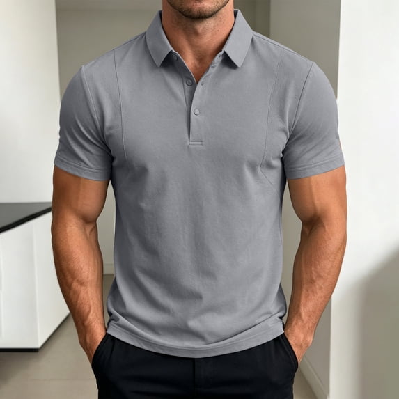 Josdec Men's Slim Fit Knit Polo Shirt Breathable Short Sleeve Casual Summer Business Outing Tops, Sizes M-XXXXL