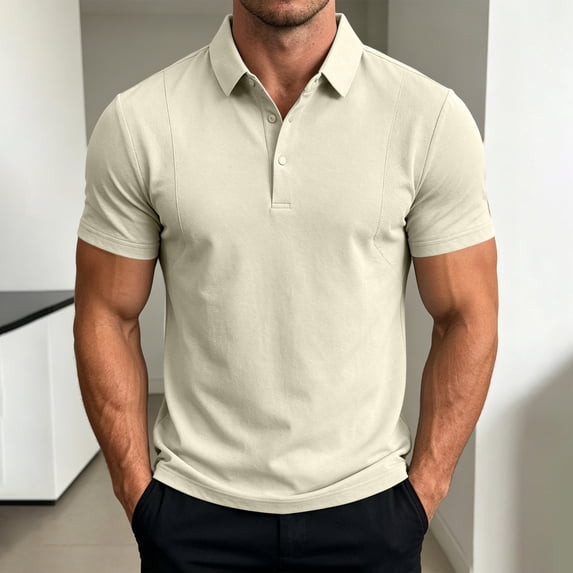 Josdec Men's Slim Fit Knit Polo Shirt Breathable Short Sleeve Casual Summer Business Outing Tops, Sizes M-XXXXL
