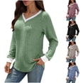 thumbnail image 1 of Josdec Women's Color Block Trim V-Neck Vertical Ribbed Knit Pullover Top, Raglan Long Sleeve Curved Hem Casual Fashion Tops S-XXL, 1 of 5
