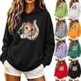 thumbnail image 1 of Josdec Women's Cute Animal Print Drawstring Hoodies Long Sleeve Kangaroo Pocket Casual Pullover Sweatshirt S-2XL, 1 of 6