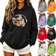 thumbnail image 1 of Josdec Women's Cute Animal Print Drawstring Hoodies Long Sleeve Kangaroo Pocket Casual Pullover Sweatshirt S-2XL, 1 of 6