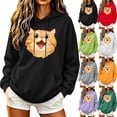 thumbnail image 1 of Josdec Women's Cute Animal Print Drawstring Hoodies Long Sleeve Kangaroo Pocket Casual Pullover Sweatshirt S-2XL, 1 of 6