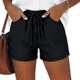 thumbnail image 1 of Josdec Women's Denim Shorts Loose Soft Drawstring Elastic Waist Athletic with Two-Pockets Summer Casual Short Jeans for Women, 1 of 5