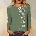 thumbnail image 1 of Josdec Women's Floral Print Long Sleeve Shirts Round Neck Casual Basic Tee Dressy Stretch All Season Loose Blouse Tops S-5XL, 1 of 7