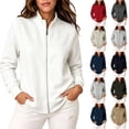 thumbnail image 1 of Josdec Women's Full Zip Sweatshirt Jacket Long Sleeve Stand Collar Dual Side Pockets Ribbed Cuff Solid Color Casual Coat Tops M-4XL, 1 of 6