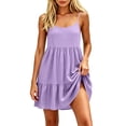 thumbnail image 1 of Josdec Women's U-Neck Spaghetti Strap Tiered Mini Dresses Loose Casual Sleeveless Backless Ruffle Hem for Summer Beach Vacation Wear S–XXL, 1 of 6