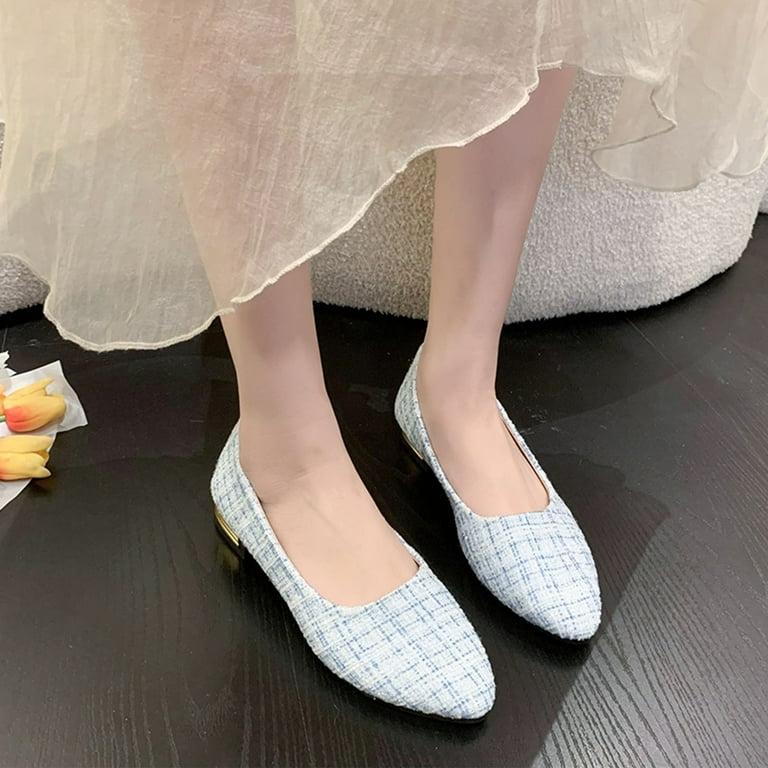 Josdec Womens Shoes Clearance Solid Color Pointed Toe Flats Shoes Comfortable And Breathable Lightweight Soft Shoe