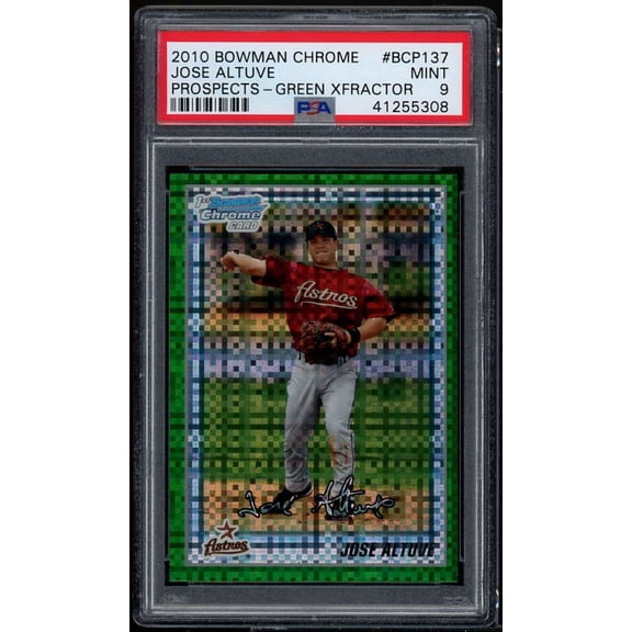 Jose Altuve Rookie 2010 Bowman Chrome Prospects Green X-Fractors #BCP137 PSA 9