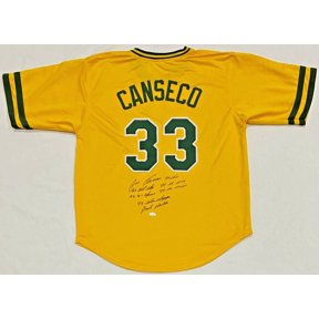 Jose Canseco Signed Autographed Yellow Jersey JSA Authenticated 7 Inscriptions