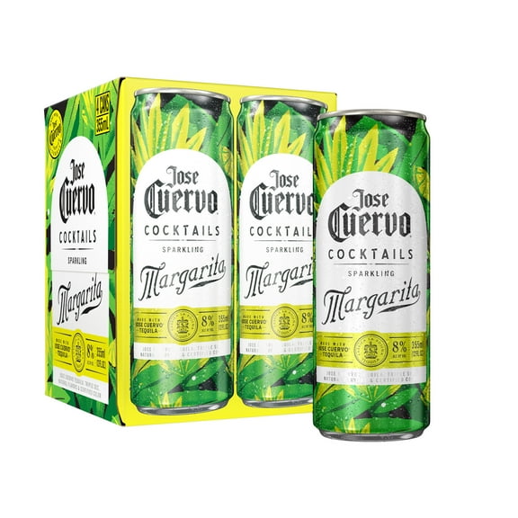 Jose Cuervo Sparkling Margarita Classic Lime, 8% ABV, 4 Pack, 355 ml Cans