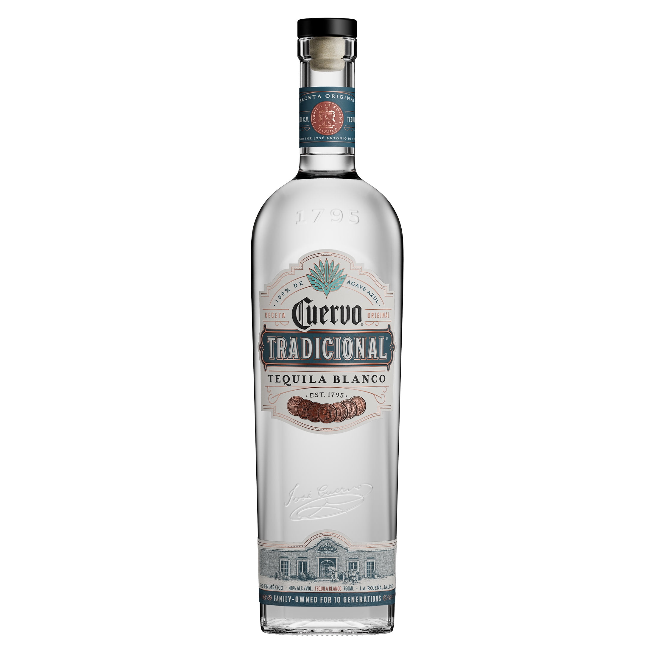 Jose Cuervo Tradicional Blanco Blanco Tequila, 750 ml Glass Bottle, 40% ABV