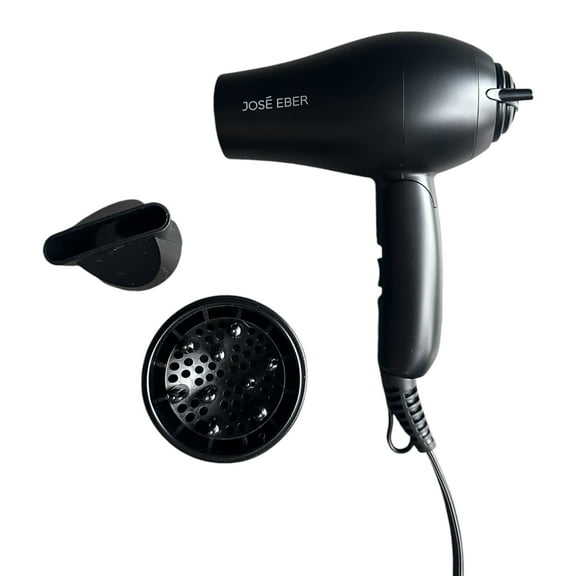 Jose Eber: Ultra Mini Hair Dryer - Black - 5.5x5.9" Foldable For Travel, Lightweight Design, Styling Nozzle, Tool For All Hair Types, 1200 Watts