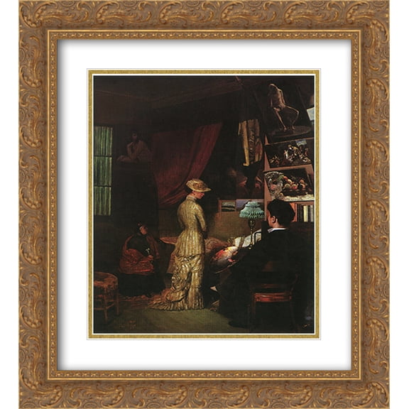 Jose Ferraz de Almeida Junior 2x Matted 20x24 Gold Ornate Framed Art Print 'O modelo'