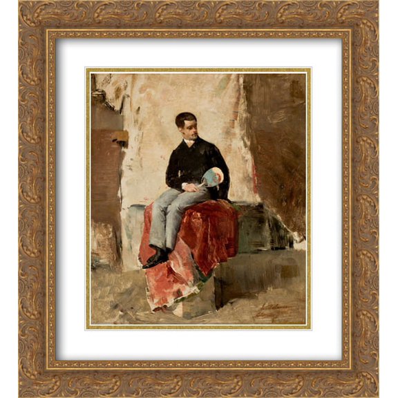 Jose Ferraz de Almeida Junior 2x Matted 20x24 Gold Ornate Framed Art Print 'The Painter Belmiro de Almeida'