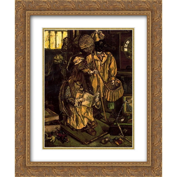 Jose Gutierrez Solana 2x Matted 20x24 Gold Ornate Framed Art Print 'Birds'