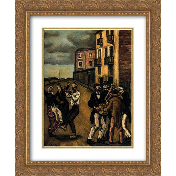 Jose Gutierrez Solana 2x Matted 20x24 Gold Ornate Framed Art Print 'Masks'