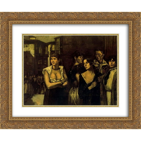 Jose Gutierrez Solana 2x Matted 24x20 Gold Ornate Framed Art Print 'Women of Life'
