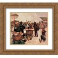 thumbnail image 1 of Jose Malhoa 2x Matted 24x20 Gold Ornate Framed Art Print 'The bakers, a market in Figueiro', 1 of 2
