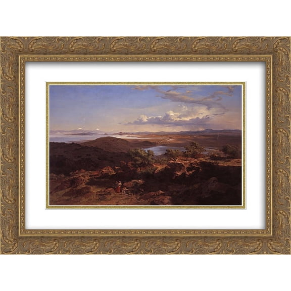 Jose Maria Velasco Gomez 2x Matted 24x20 Gold Ornate Framed Art Print 'The Valley of Mexico from the Santa Isabel Mountain Range'